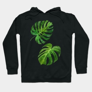 Monstera deliciosa tropical vibes watercolor painting handpainted illustration Hoodie